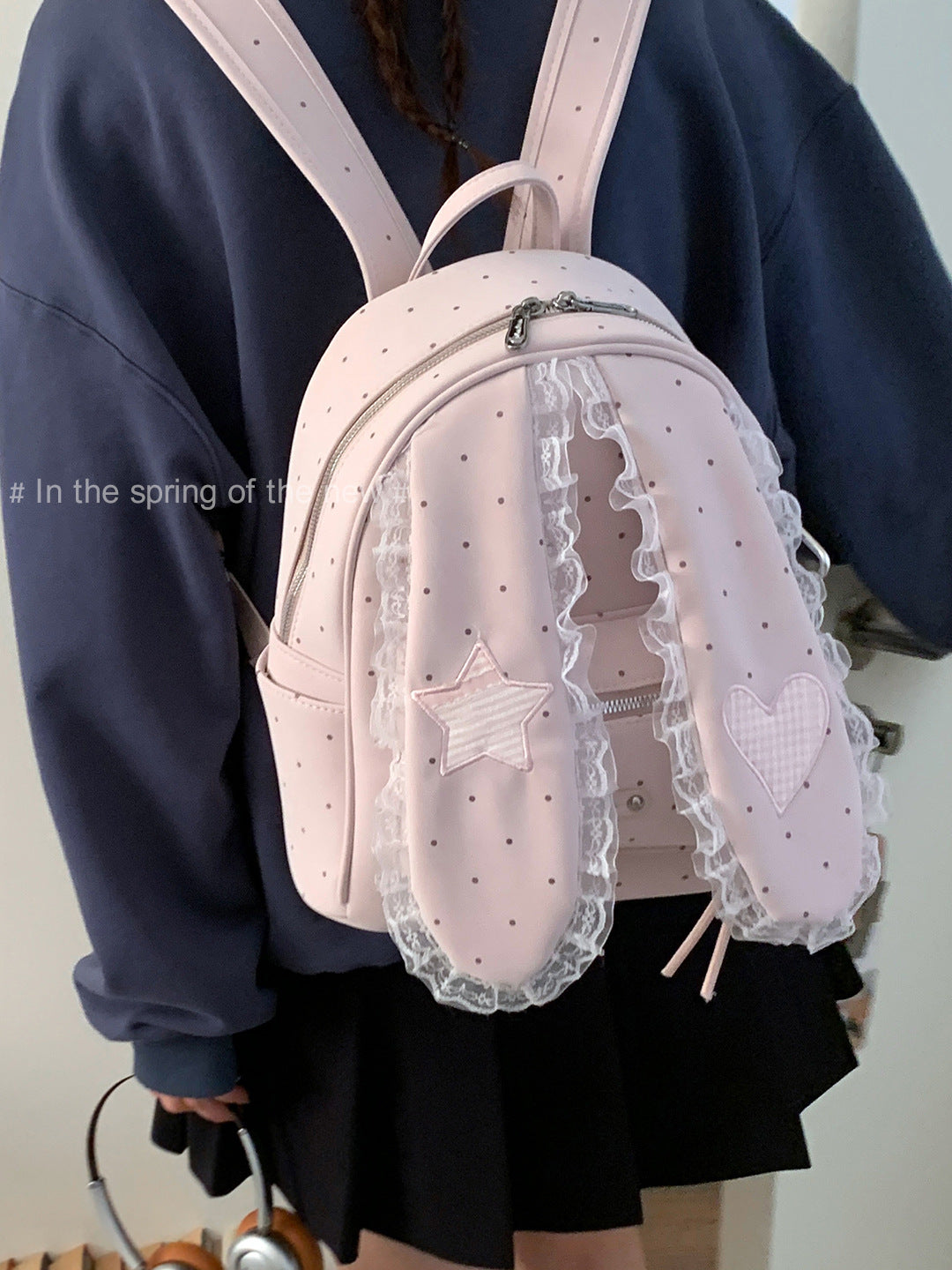 Cute Cartoon Rabbit High-grade Lace Pink Backpacks