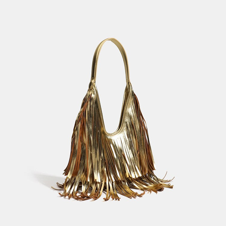 Women's Fashion Style Tassel Vintage Large Capacity Underarm Bag