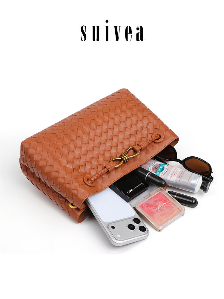 Horizontal Woven High-grade Elegant Commuter Metal Tote Bag