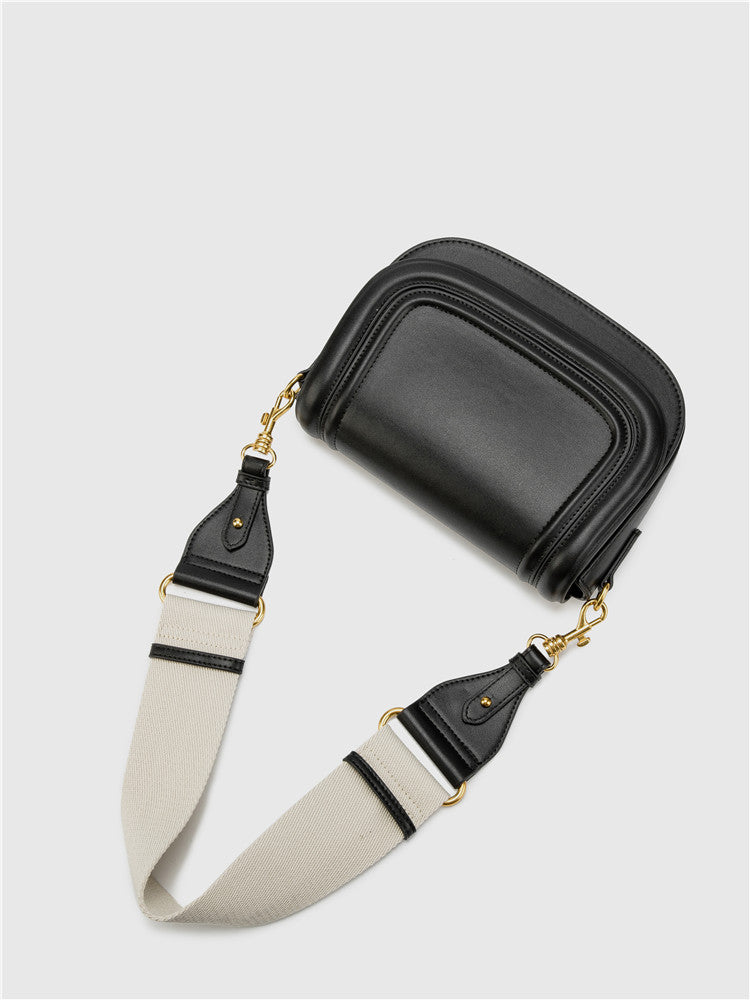 Women's Saddle Fashion Broadband Contrast Color Canvas Women's Messenger Bag