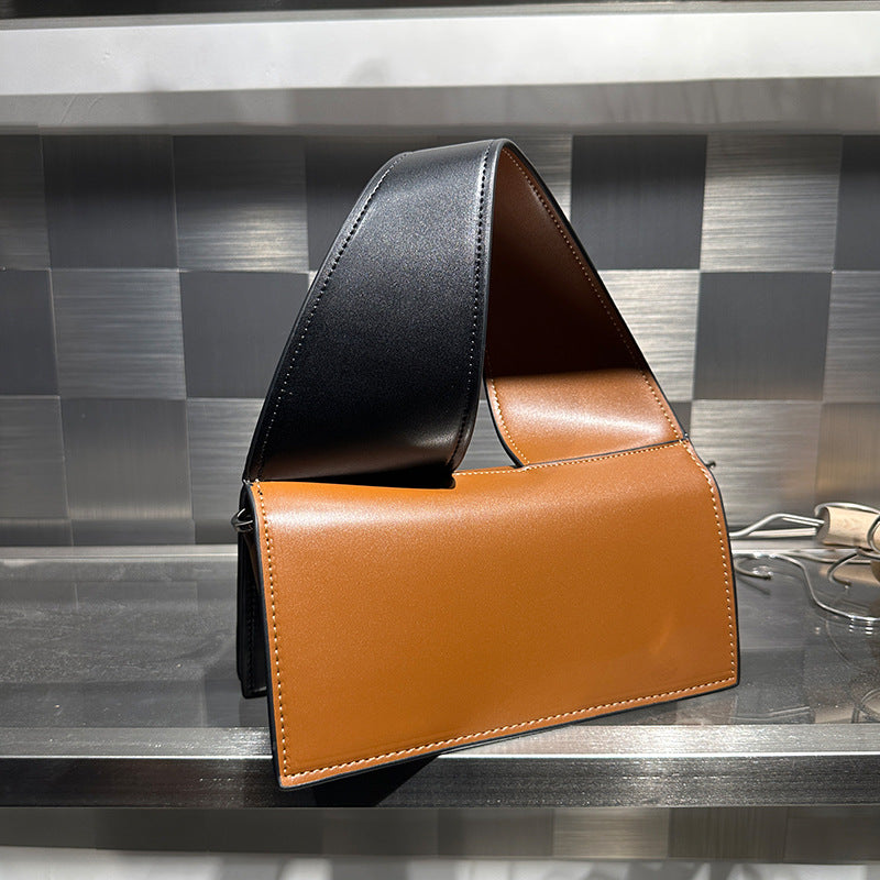 Female File Personality Wide Strap Contrast Color Bags