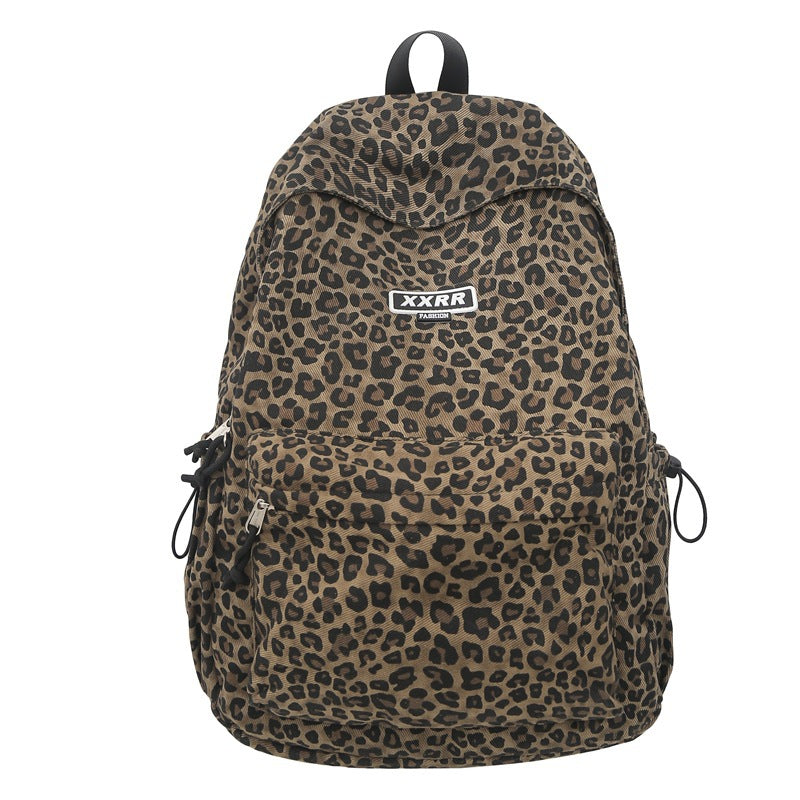 Korean College Simple High Large Capacity Leopard Leisure Backpack