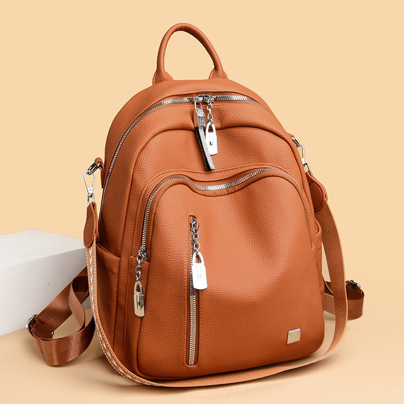Women's Fashion Large Capacity Soft Leather Trendy Women's Backpack