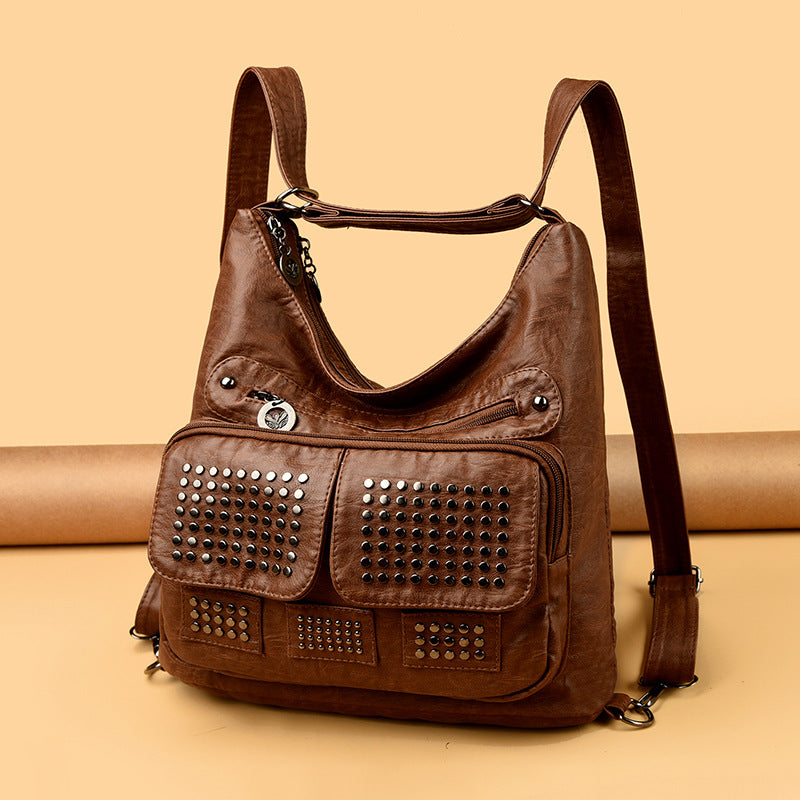 Women's Motorcycle Rivet Large Capacity Multipurpose Retro Women's Messenger Bag