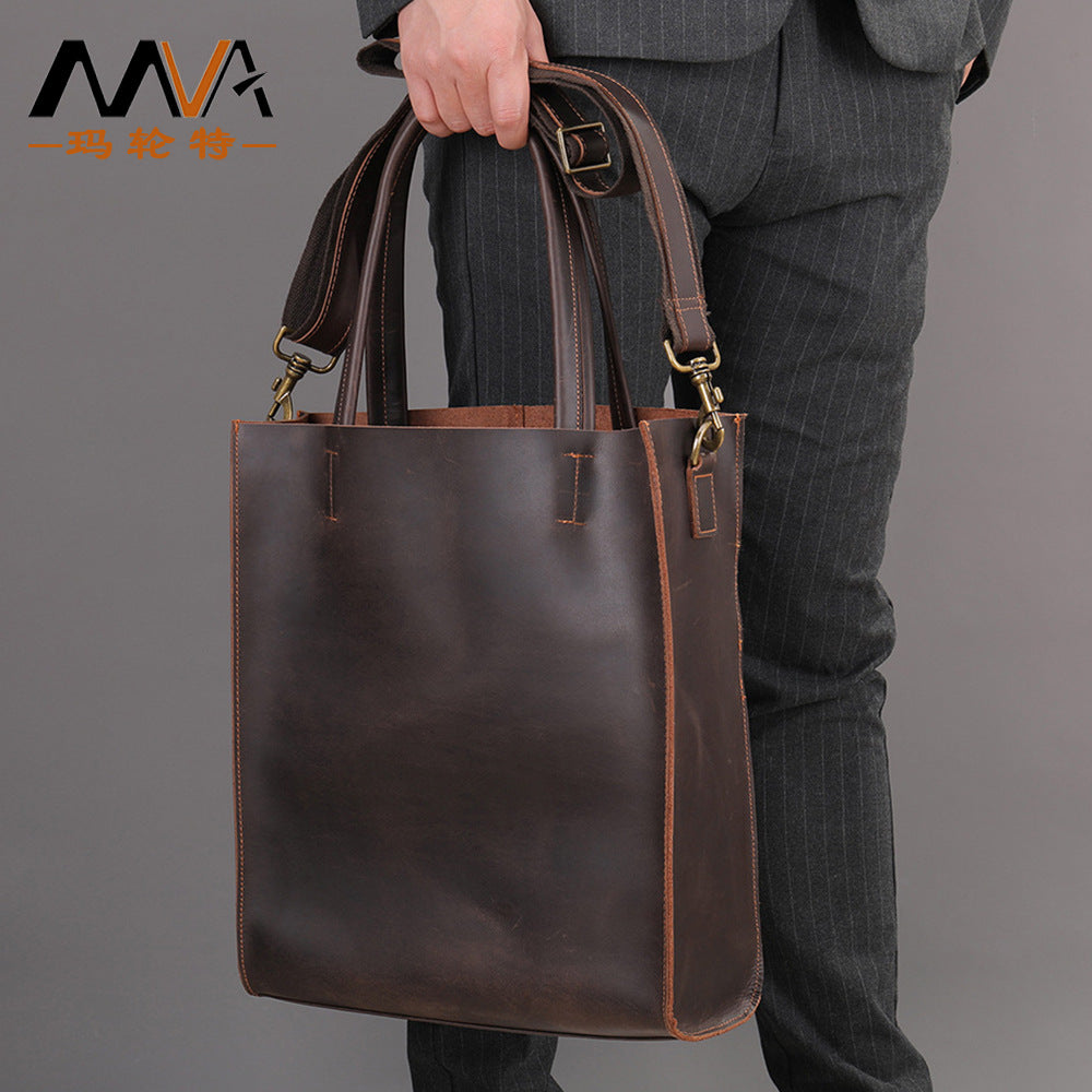 Men's Leather First Layer Cowhide Crazy Horse Men's Messenger Bag