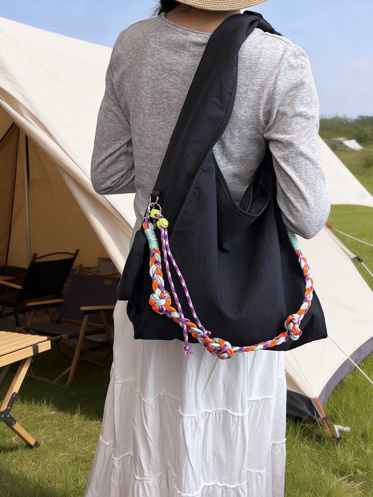 Women's & Men's Korean Large Capacity Colorful Ropes Cloth Tote Bag