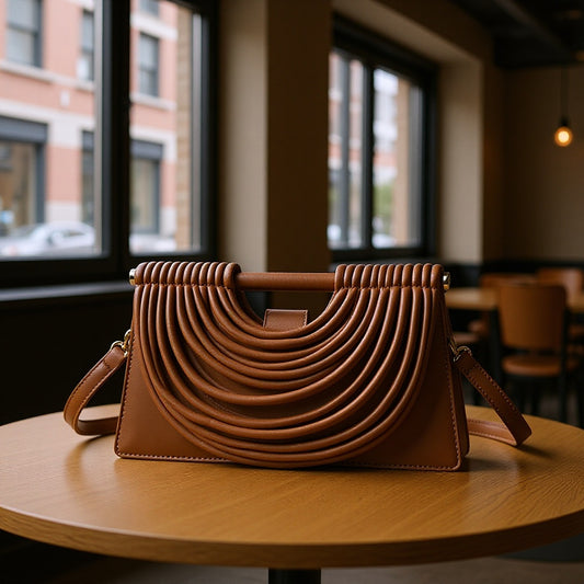 Women's Hand-woven Line Comb Design Trapezoidal Bags