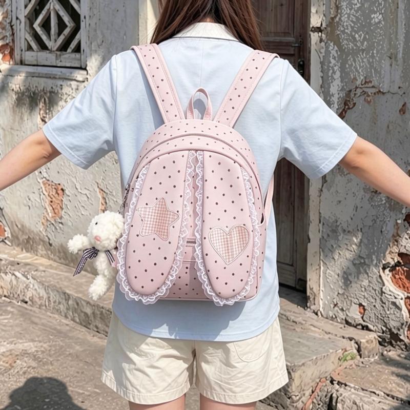 Women's Rabbit Korean Style Polka Dot Large Capacity Commuter Women's Backpack