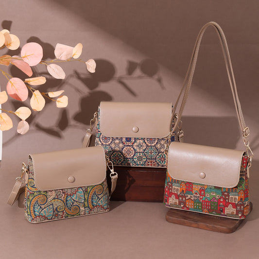 Women's Wood Outer Cork Green Tree Leather Vintage Bags