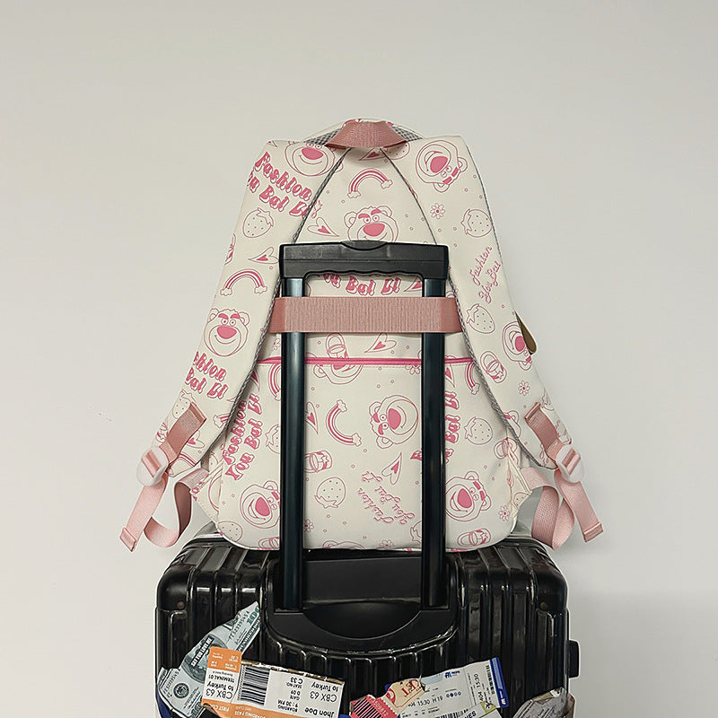 Women's & Men's Couple Large Capacity Nylon Printed Waterproof Leisure Backpack