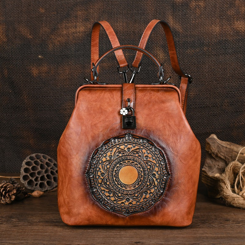 Women's Embossing Urban Simple Style Leisure Hand-rub Women's Backpack
