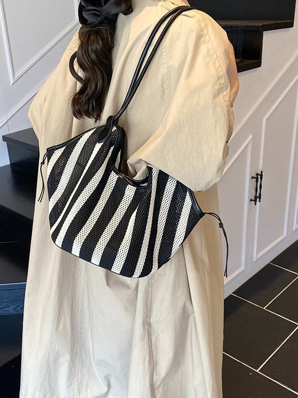 Design Large Capacity Totes Fashion Stripe Handbags