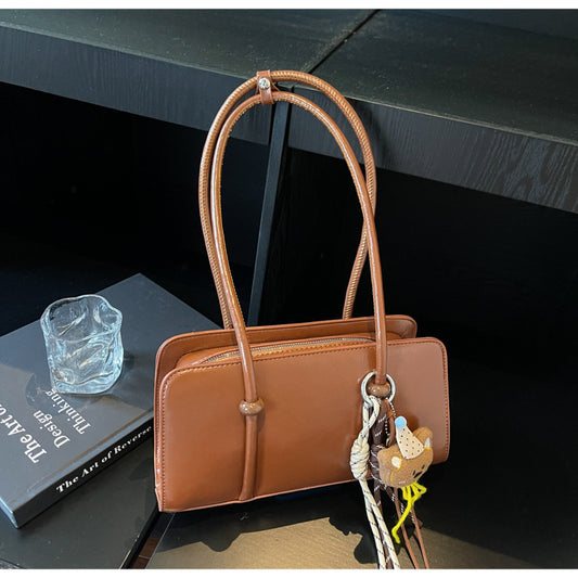Elegant Underarm Retro Bright Noodle Texture Portable Baguette Large Women's Shoulder Bag