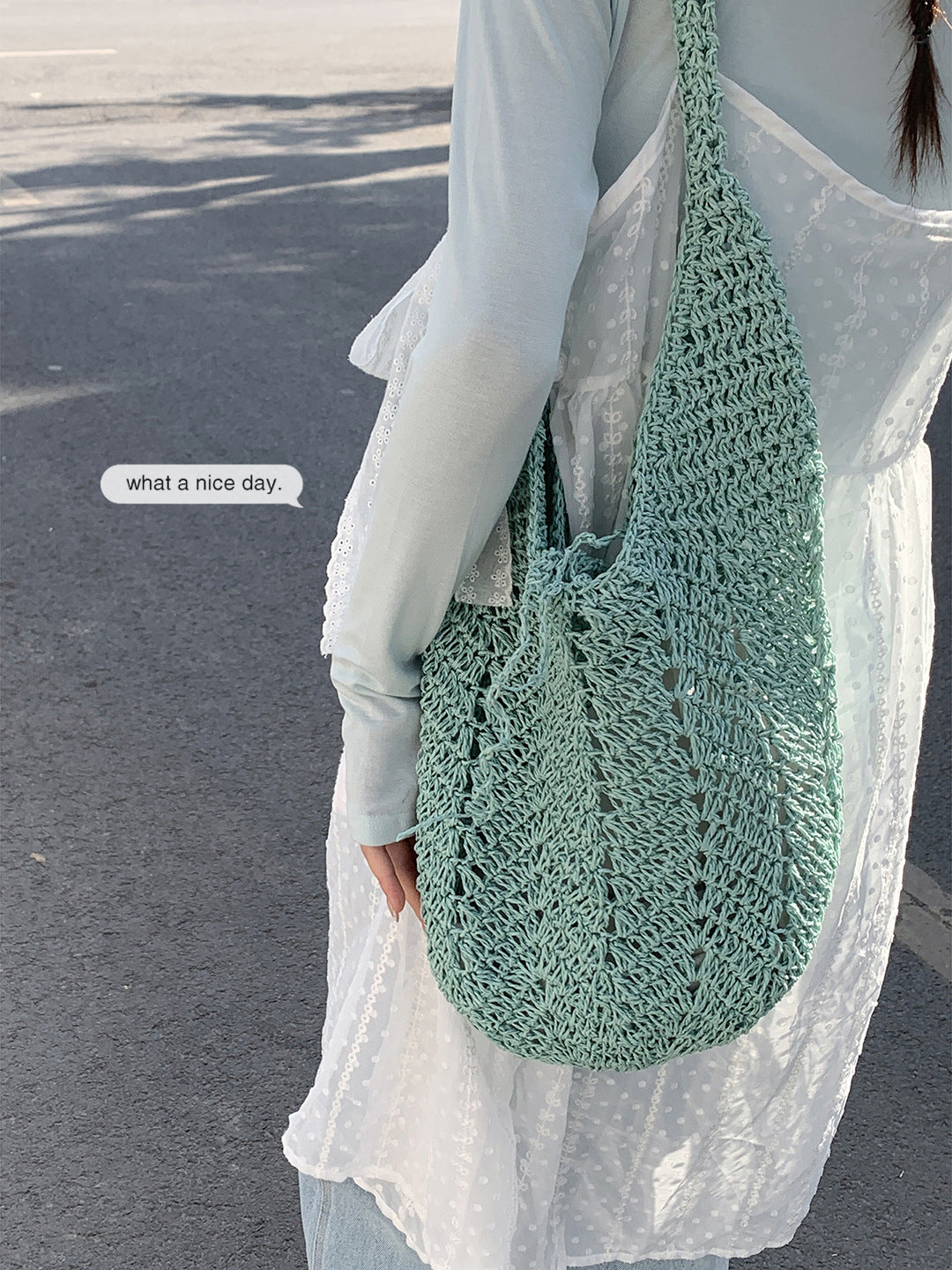 Women's Style Summer Fashion Large Capacity Knitted Underarm Bag