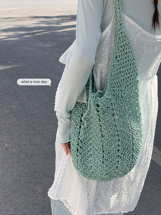 Women's Style Summer Fashion Large Capacity Knitted Underarm Bag