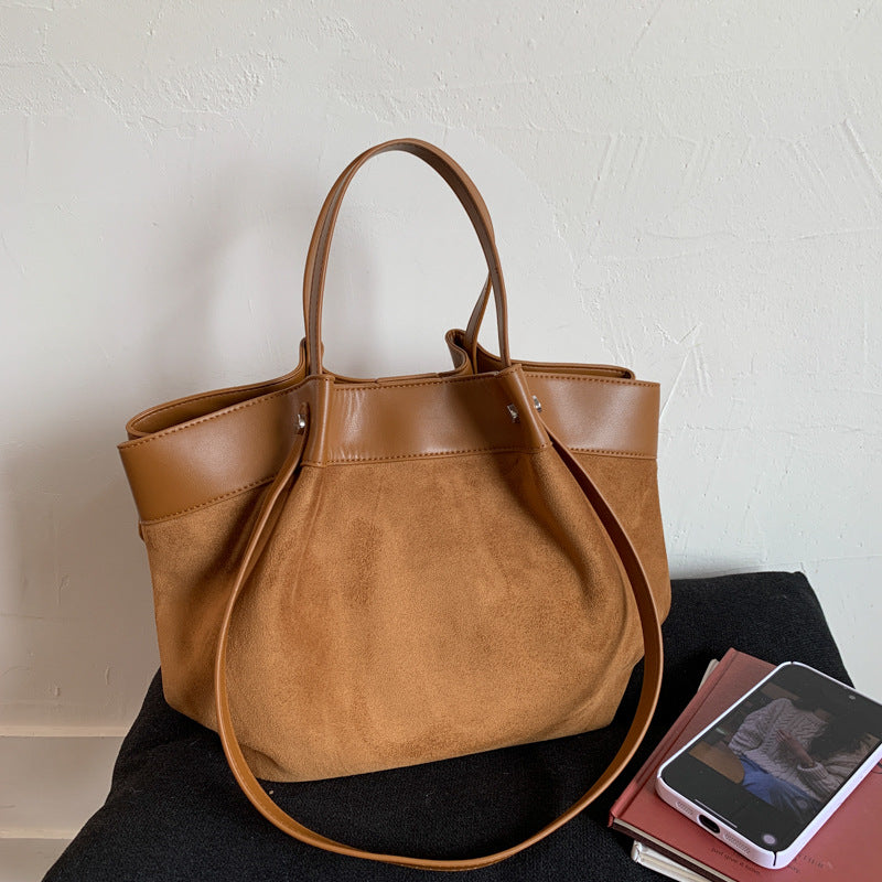 Retro Portable Canvas Stitching Large Capacity Shoulder Bags