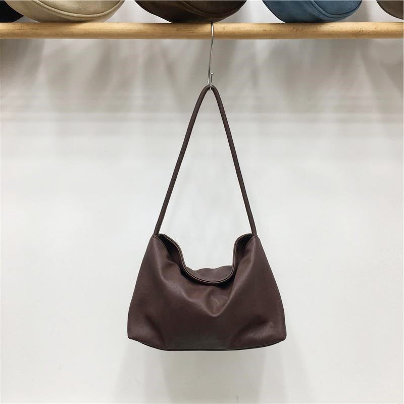 Vegetable Tanned Soft Leather Underarm Simple Daily Leisure Backpack