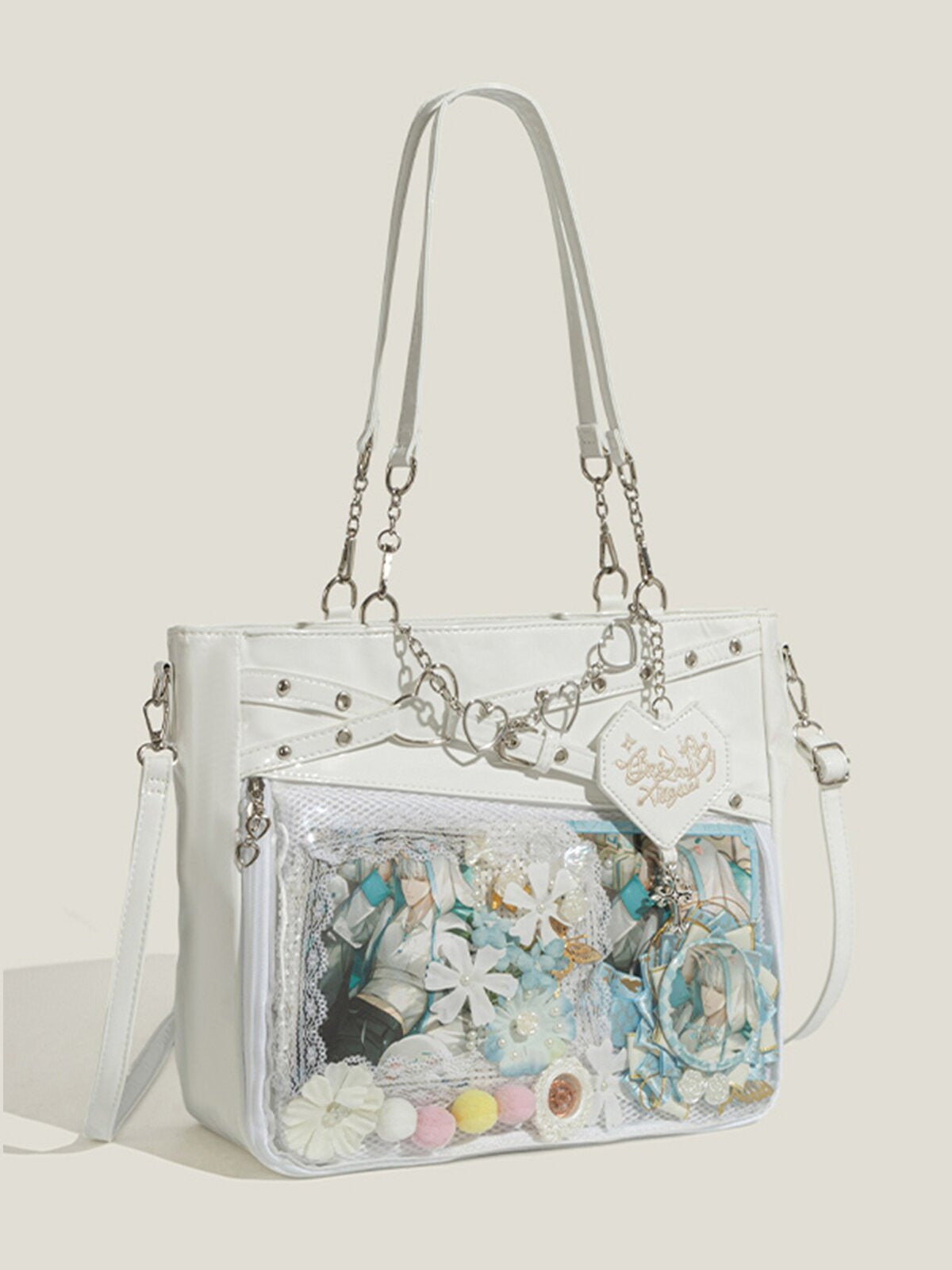 Hot Large Capacity Cartoon Transparent Pain Layer Heart Track Love Backpacks
