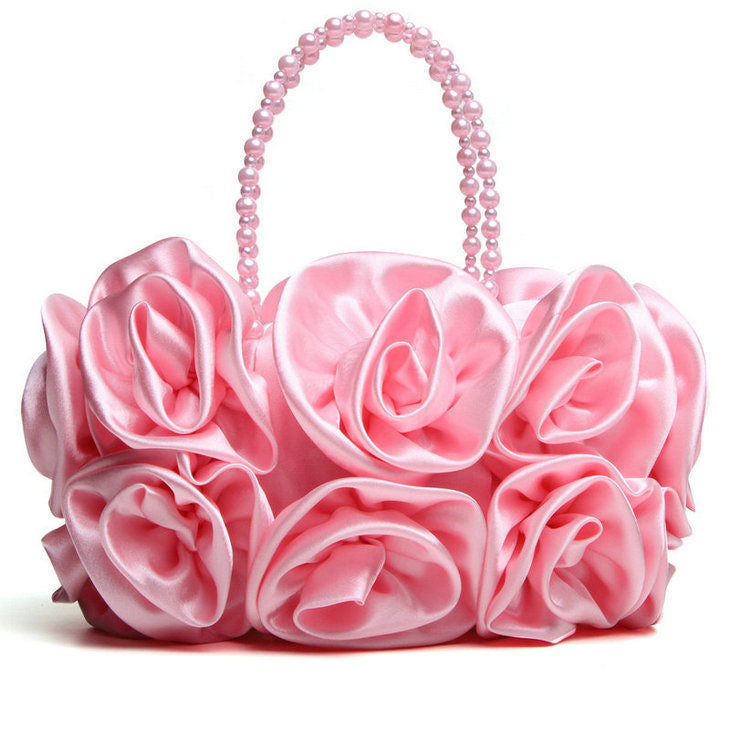Banquet Portable Dress Garment Rose Flower Bridal Wedding Sweet Hand Bags