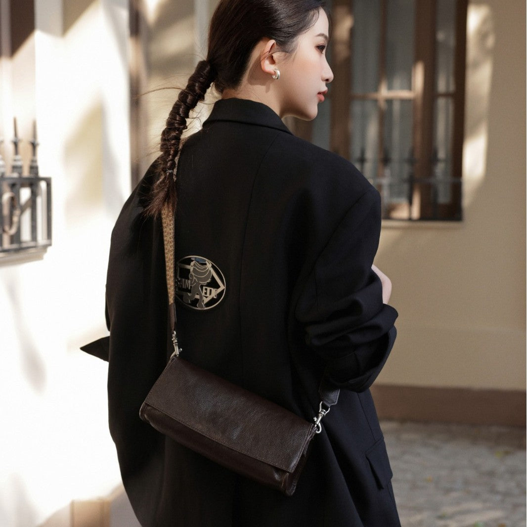 Women's Genuine Leather High-grade Baguette Design Light Underarm Bag