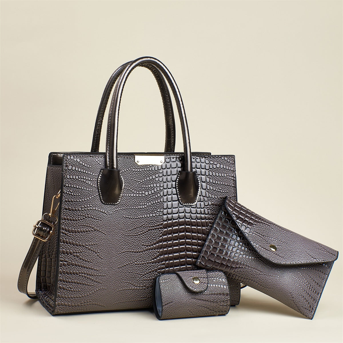 Women's Crocodile Pattern Fashionable Three-piece Large Capacity Women's Shoulder Bag