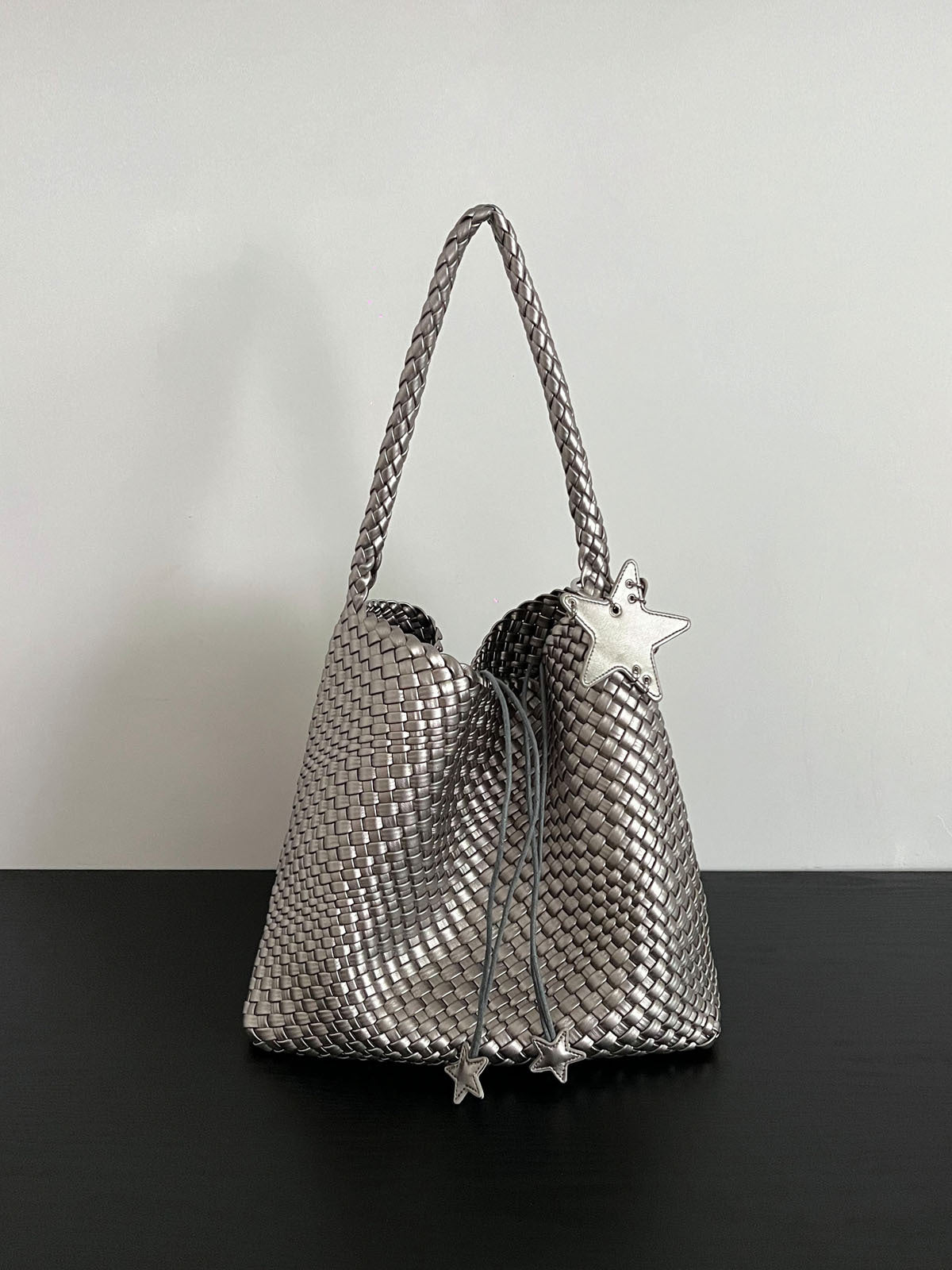Women's Gun Champagne Woven Large Capacity High-grade Women's Shoulder Bag