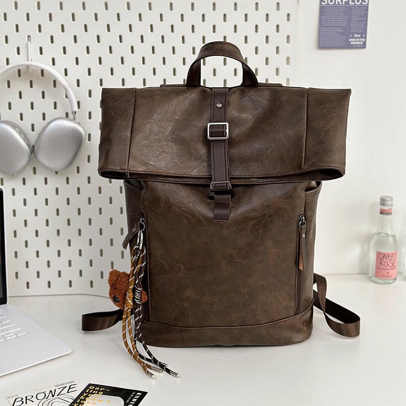 Men's Large Capacity Curved Edge Korean Style College Class Leisure Backpack