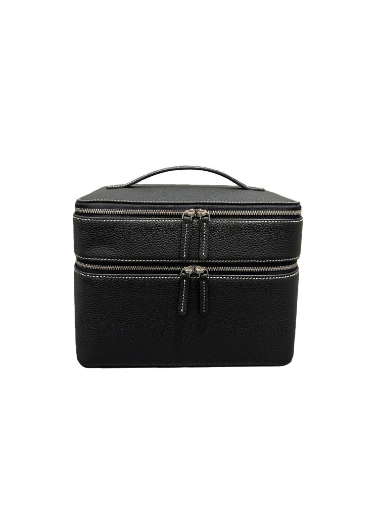 First Layer Cowhide Large Capacity Printable Multifunctional Jewelry Makeup Bag