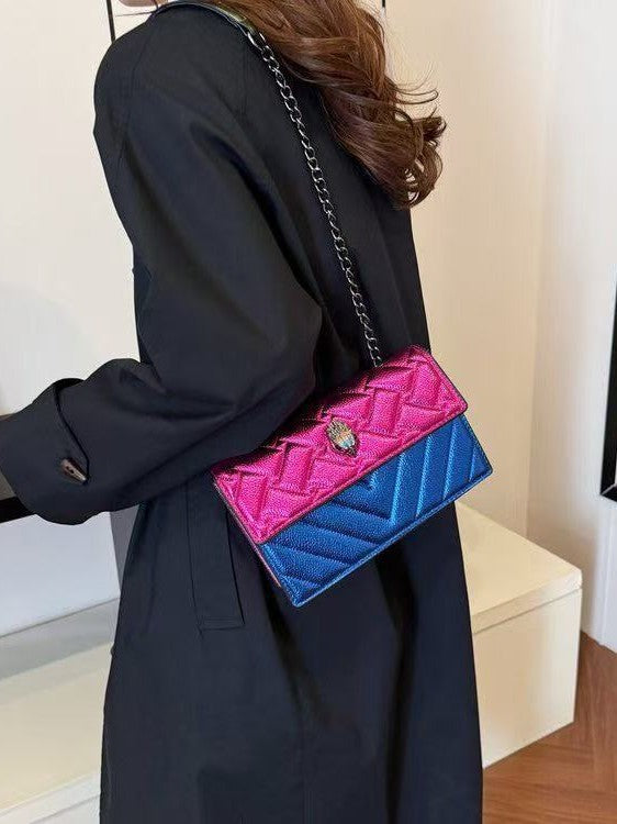 Women's Eagle Head Pouch Chain Contrast Color Bags