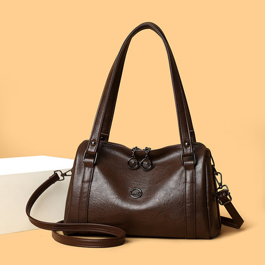 Women's Boston Pillow Soft Leather Leisure Commute Large Capacity Women's Messenger Bag
