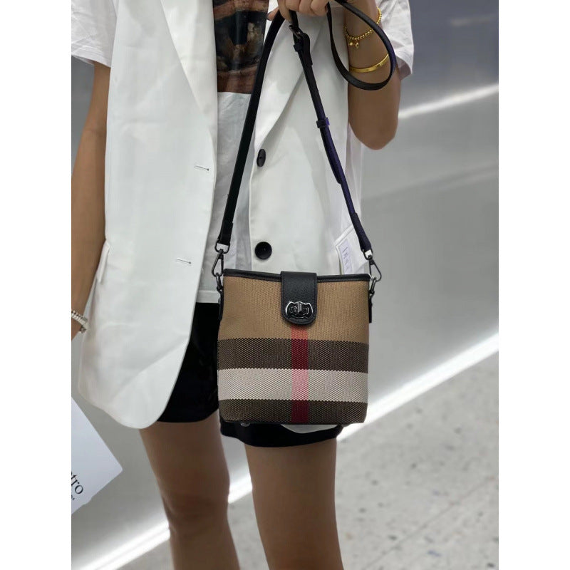 Women's Plaid Canvas Texture Mobile Fashion Women's Shoulder Bag