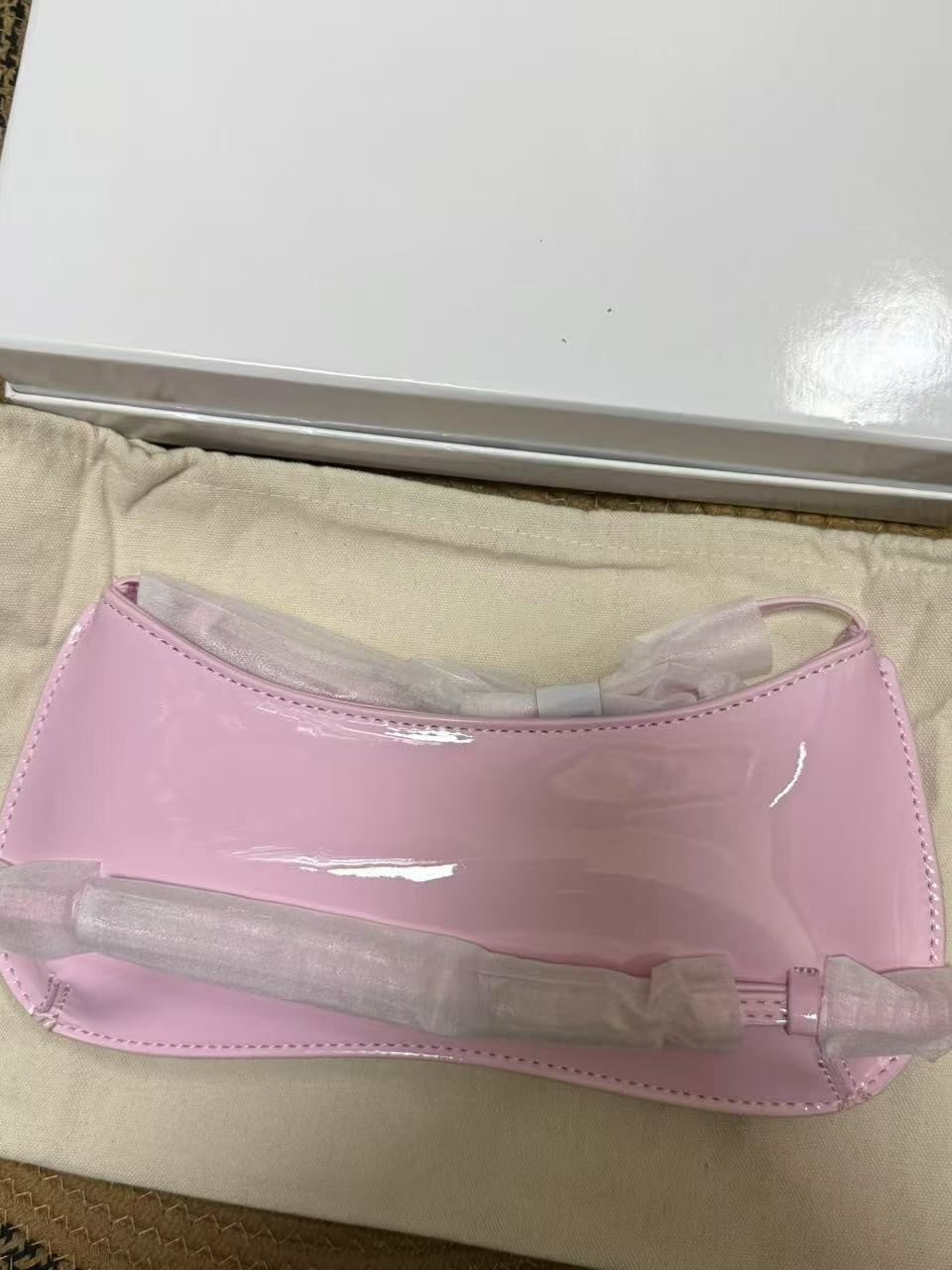 Women's Correct Letter Patent Leather Baguette Premium Underarm Bag