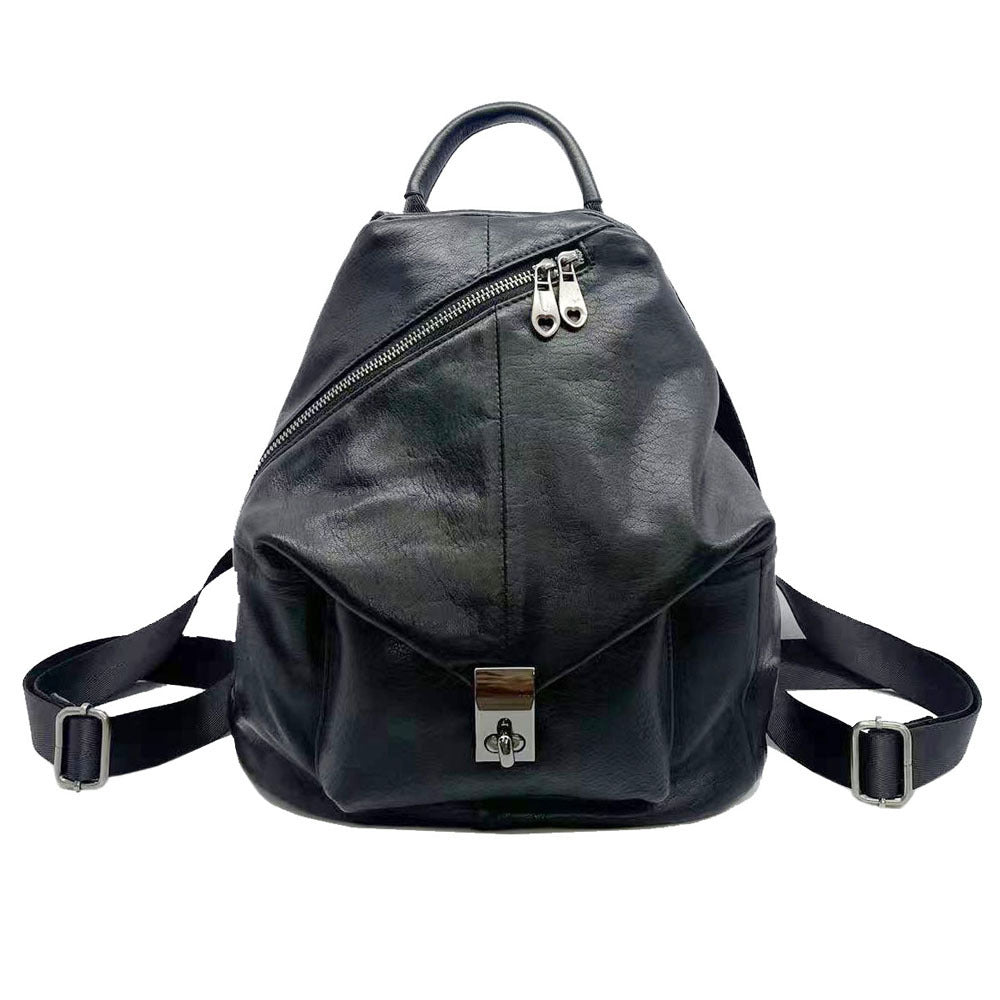 Women's Leather Black First Layer Cowhide Fashion Women's Backpack