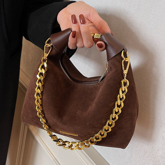 Women's French Minority Suede Fashion Retro Textured Underarm Bag
