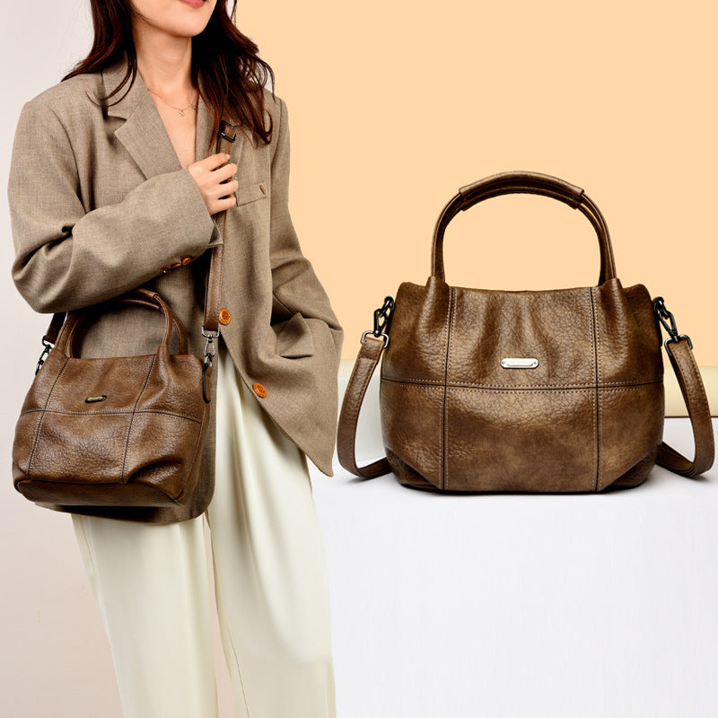 Women's Simple Large Capacity Soft Leather High Tote Bags
