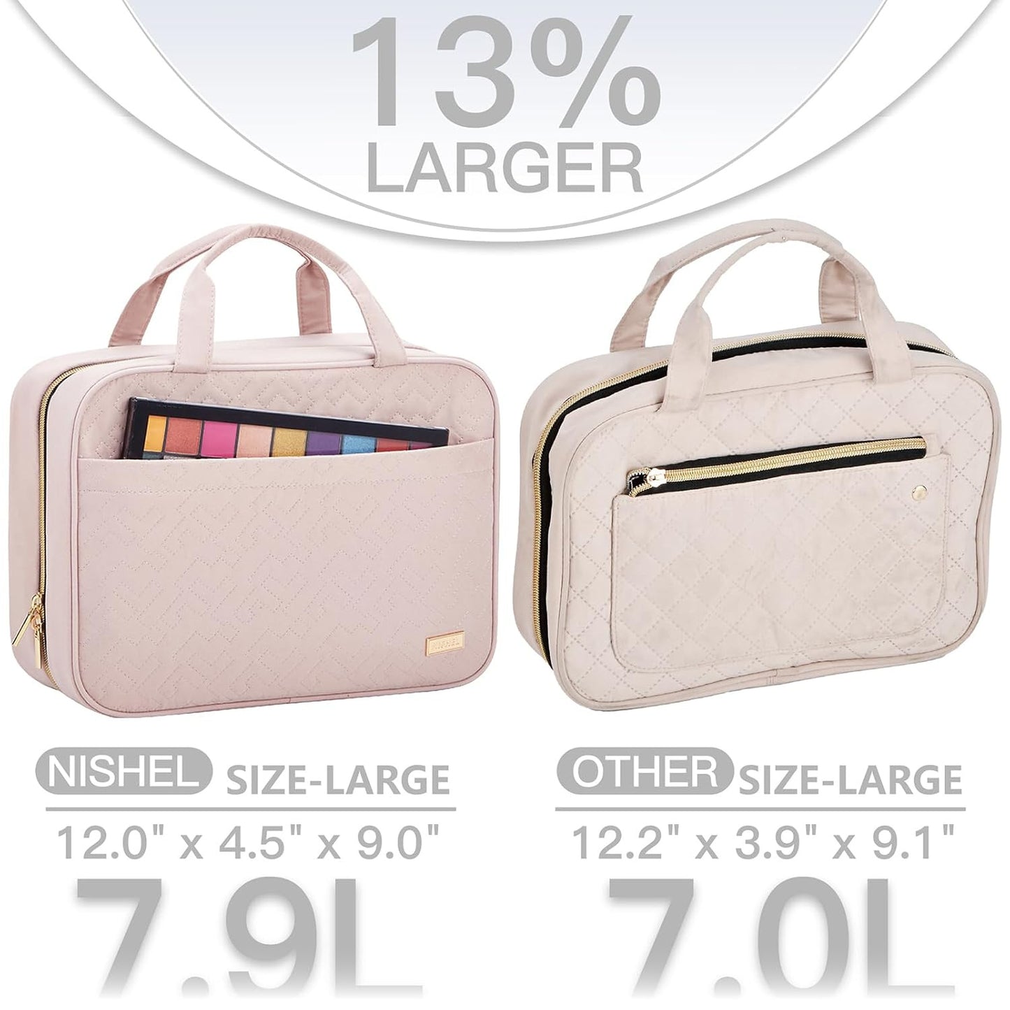 Women's Partition Layered Dry Wet Separation Waterproof Makeup Bag