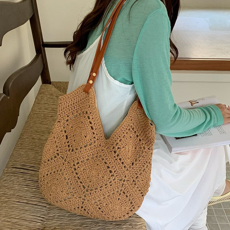 Women's Korean Style Woven Seaside Holiday Large Capacity Bags