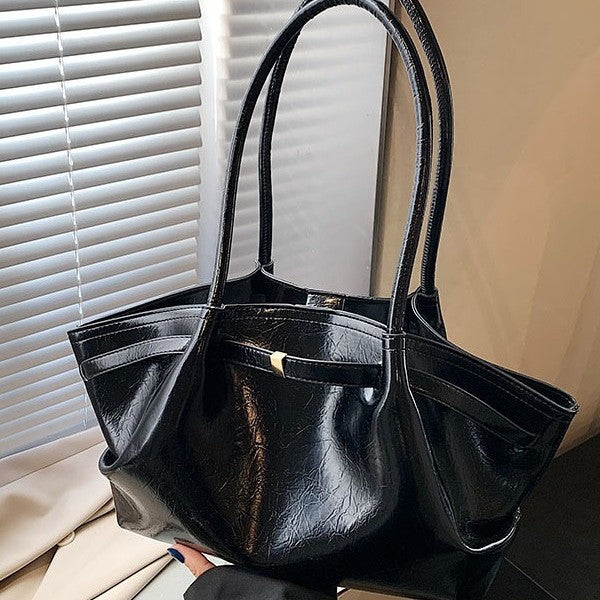 Women's Large Capacity Niche Underarm Pleated Commuter Tote Bag