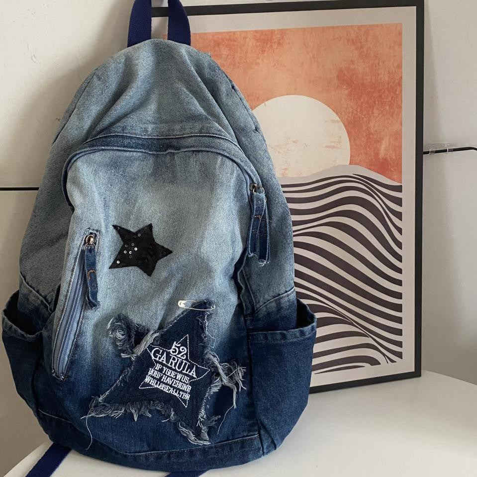 Millennium Asian Gradient Denim Female Large Capacity Backpacks