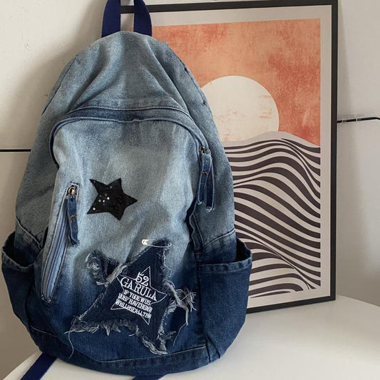 Millennium Asian Gradient Denim Female Large Capacity Backpacks