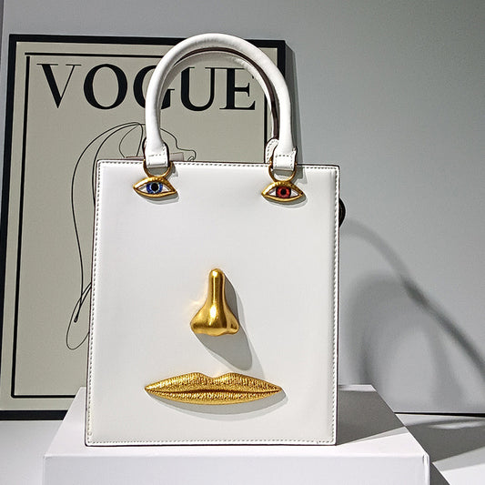 Women's Face Smiling Plain Cattle Leather Fashion Women's Handbag