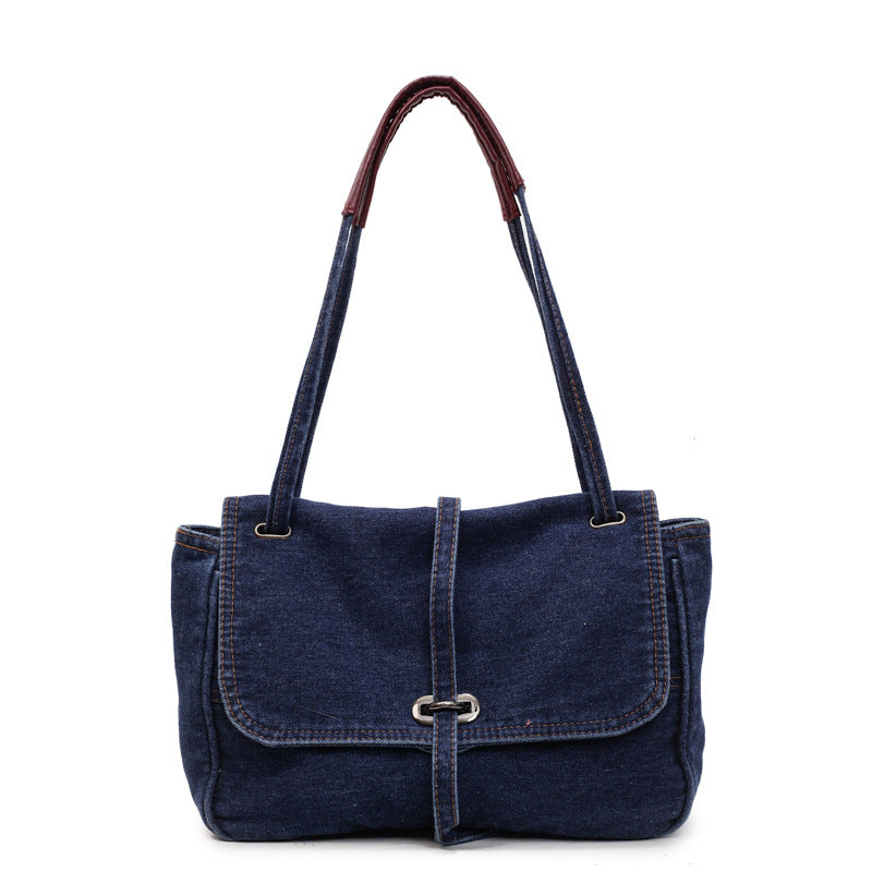 Women's Retro Denim Large Capacity Leisure Commute Tote Bag