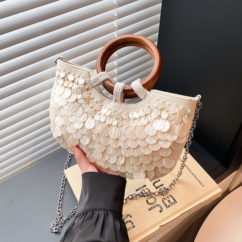 Trendy High-grade Handmade Sequined Fairy Niche Women's Shoulder Bag