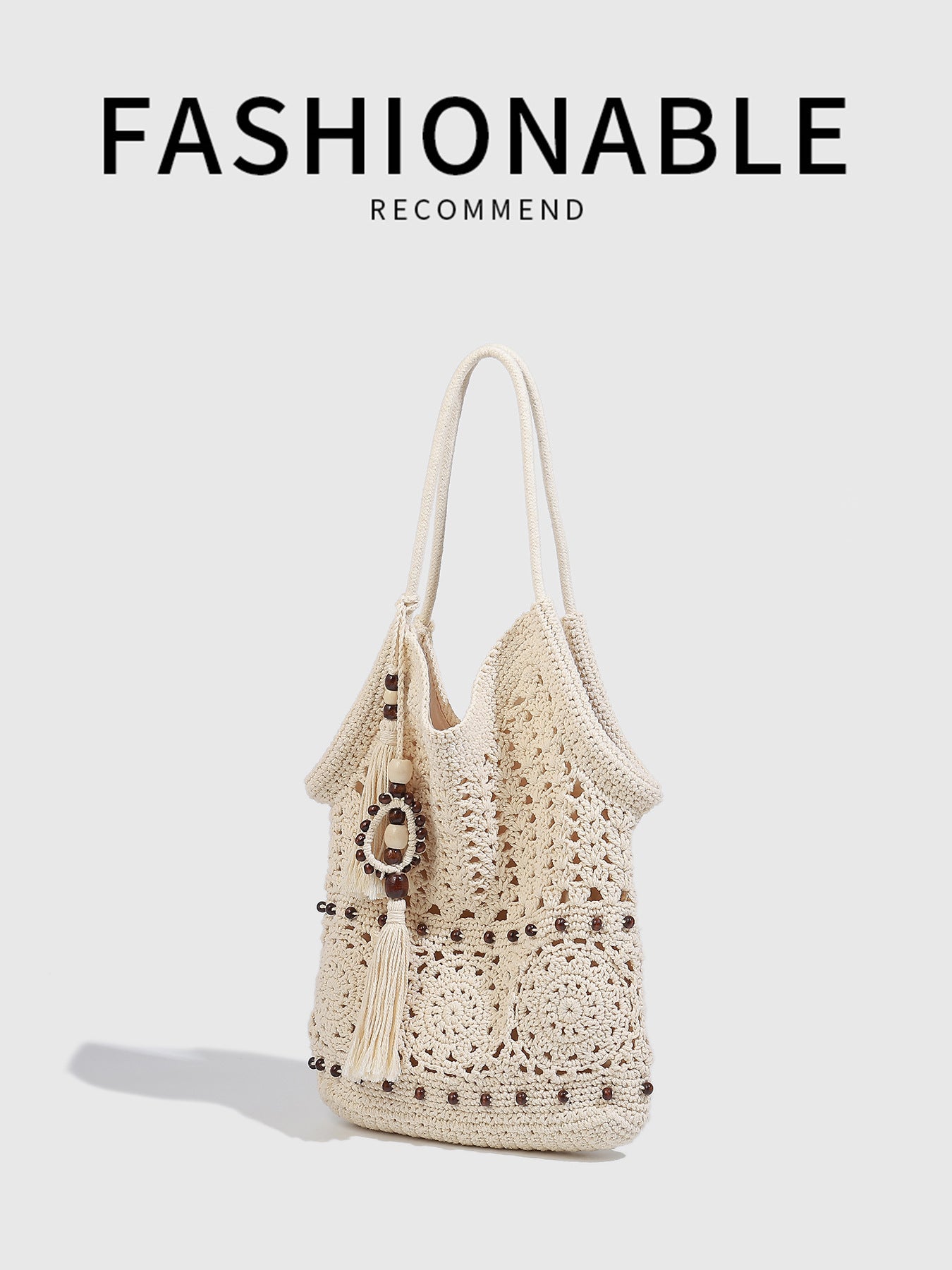 Women's Hand-woven Urban Simple Solid Color Hollow Tote Bag