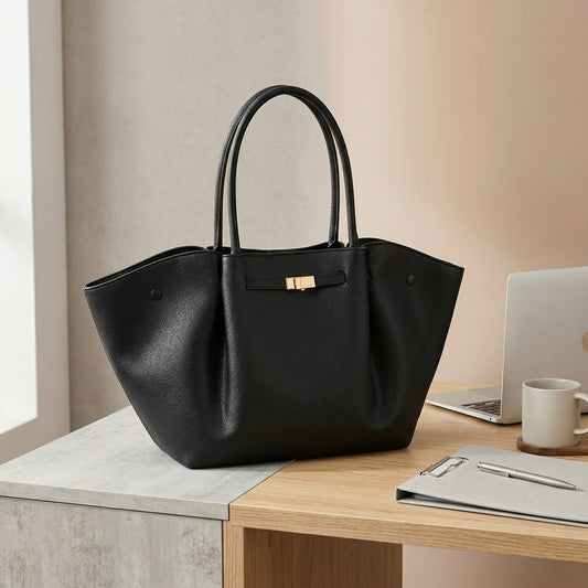 Women's Fashionable High-grade Large Capacity Lychee Pattern Temperament Women's Handbag