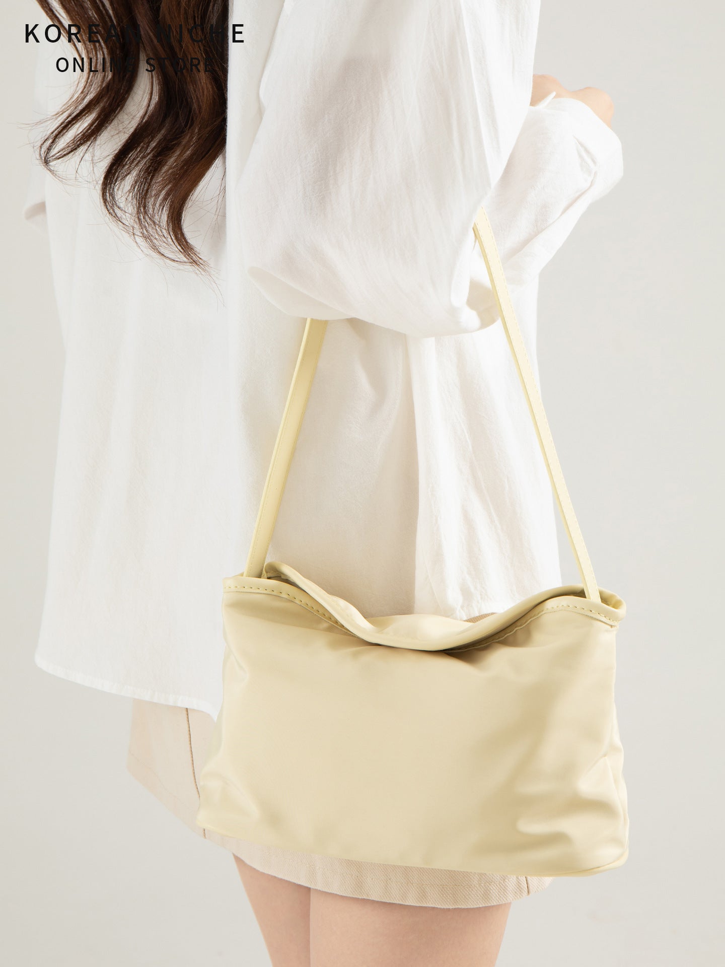 Women's Style Minimalist Solid Color Nylon Material High-grade Fashion Shoulder Bags