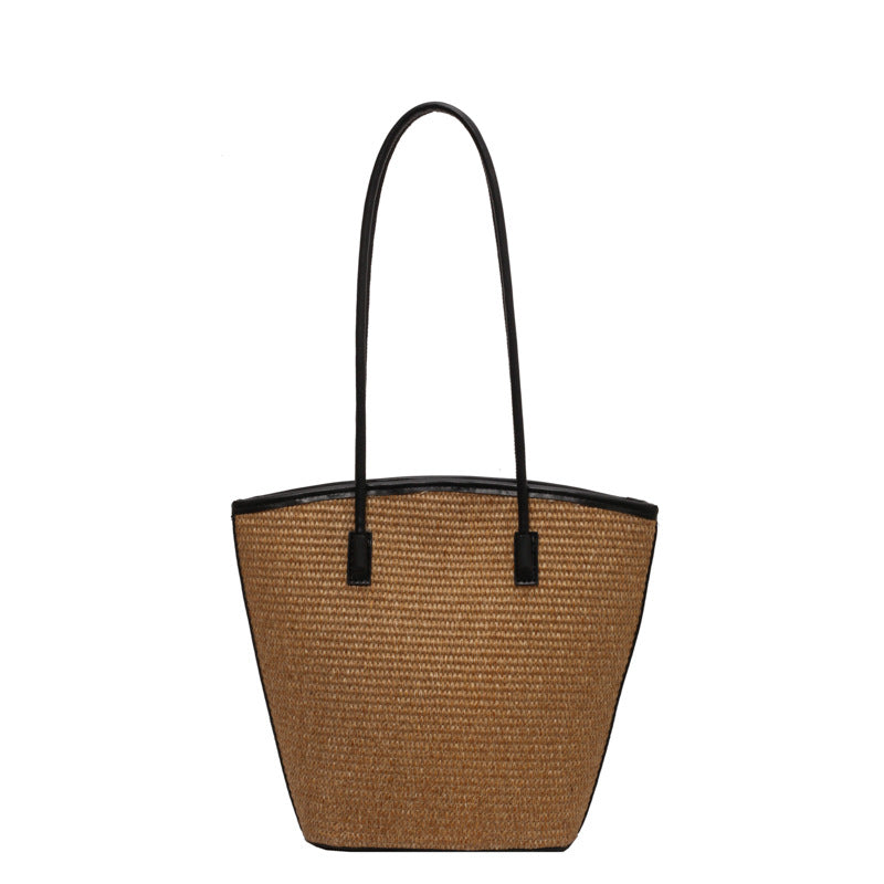 Women's Fashion Commuter Large Capacity Straw Woven Popular One Bucket Bags