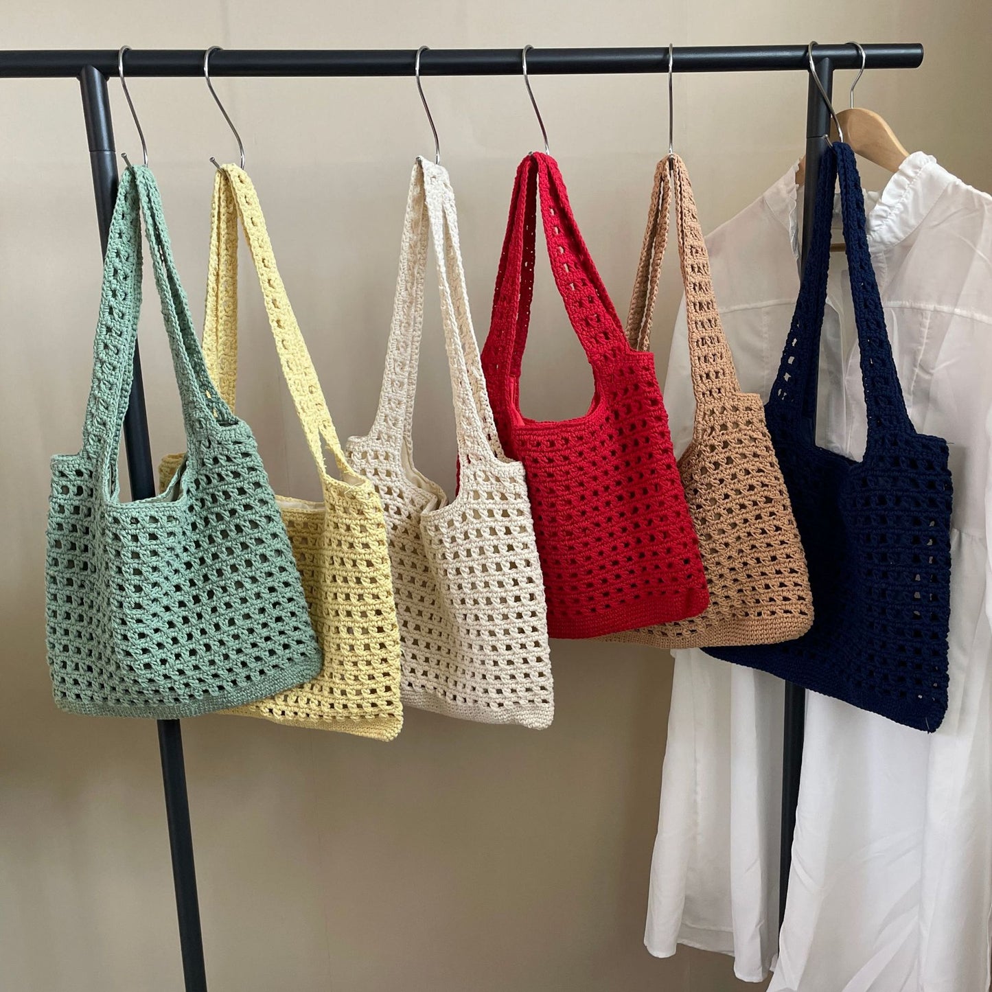 Women's Cotton Thread Woven Simple Vacation Style Beach Women's Shoulder Bag