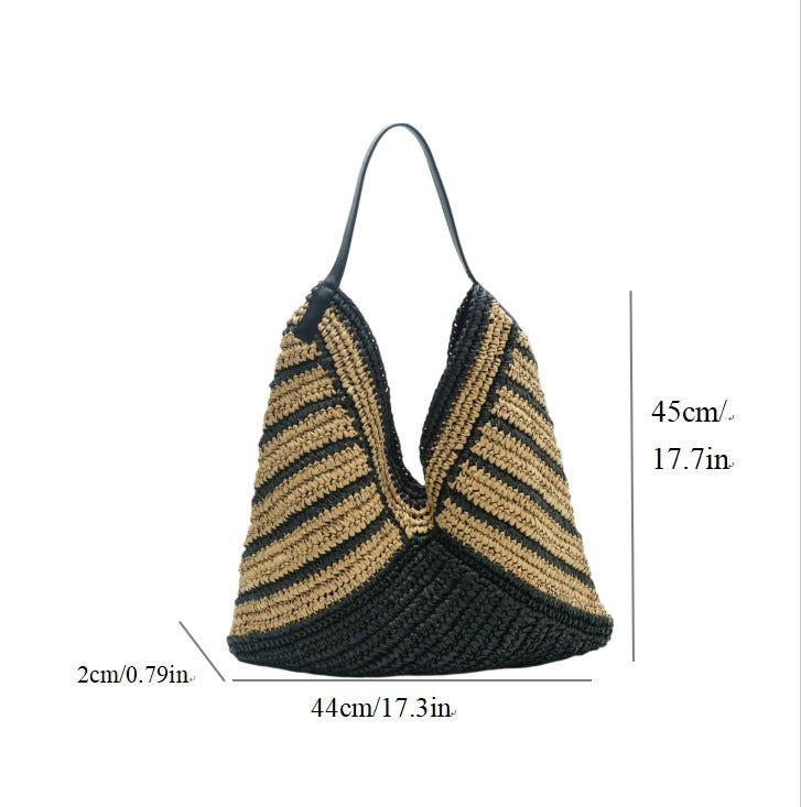 Women's Twill Straw High-grade Hand-woven Large Capacity Bags