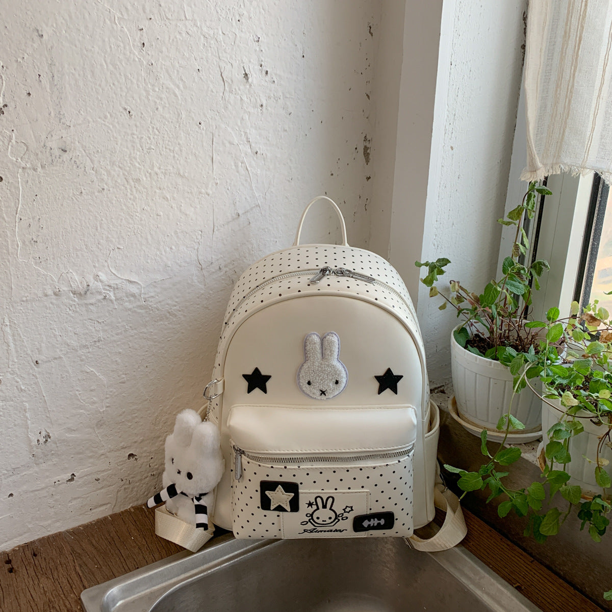 Cartoon Iti College Style Polka Dot Large Capacity Leisure Backpack